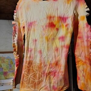Sunset Tie-Dye Ruffle Sleeve Top